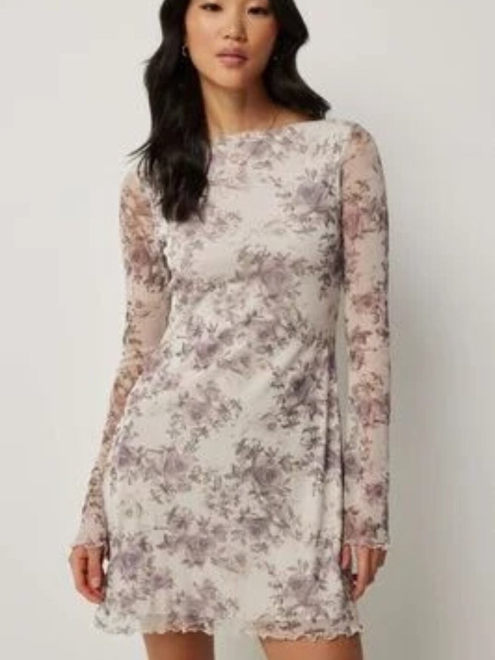SUMMER Romantic cream rose vanilla mesh over stretch bodycon dress VG Sz L